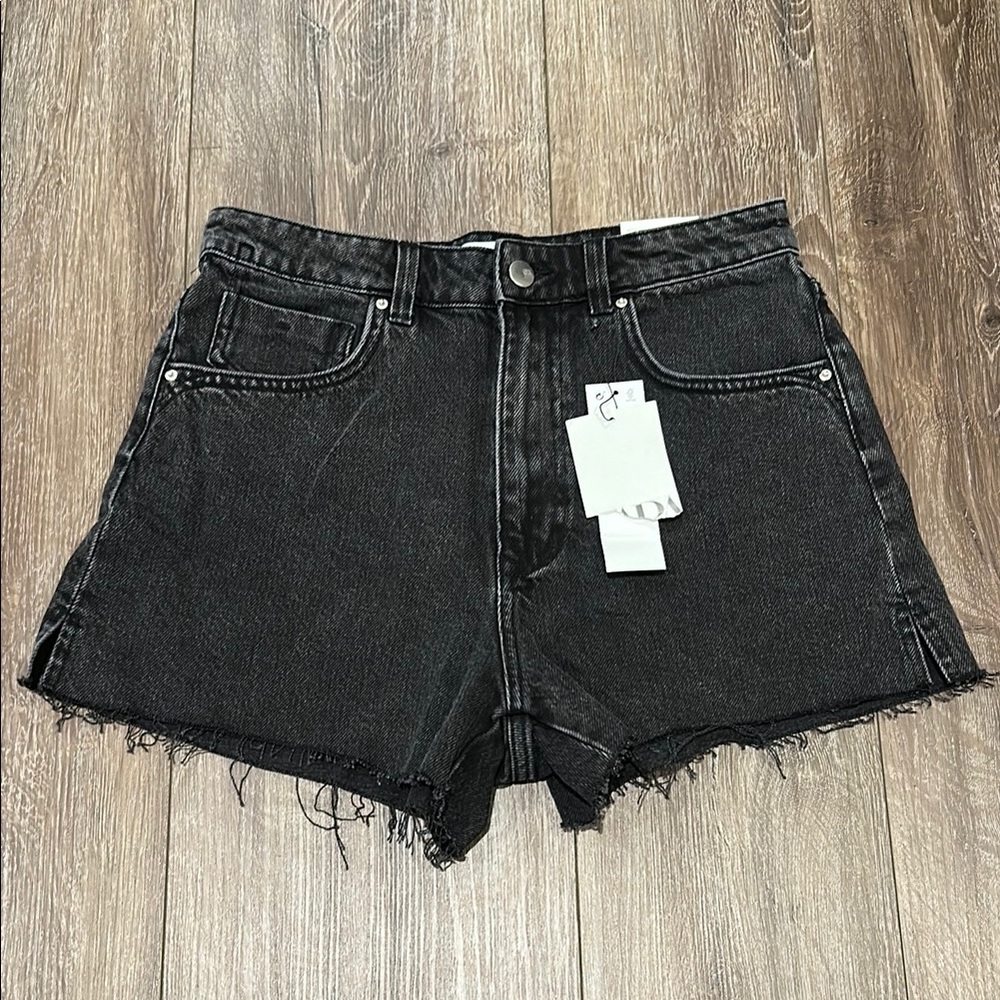 Zara High Rise Rigid Denim Shorts Size: 6